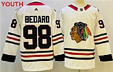 Youth Chicago Blackhawks #98 Connor Bedard White Black Stitched Jersey,baseball caps,new era cap wholesale,wholesale hats